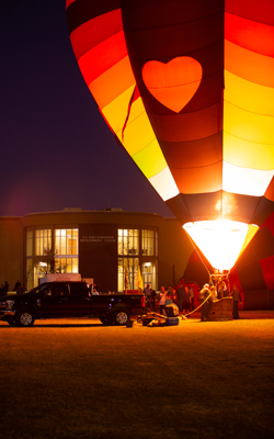 hot air balloon in front of the Christian Development Center for Big Blue Christmas
